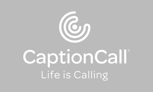CaptionCall Logo Vertical Tagline White